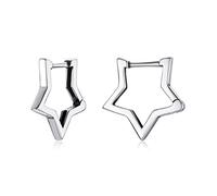 Pendientes de Aro Estrella Pequenos - Qings Plata de Ley 925 Star Geométrico Aros Antialergicos Cartilago en Forma de Estrella Mini Huggie Hoop Pendiente Regalo de Cumpleaños para Mujer Niña - Plata