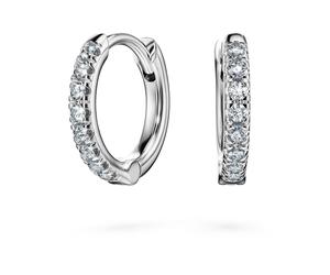Pendientes de aro Eternity, Diamantes creados en laboratorio (peso total de 0,1 quilate), Forma redonda, Pequeños, Oro blanco de 18 quilates OS