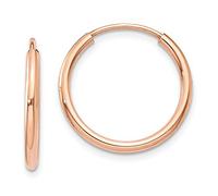 Pendientes de aro eterno de oro rosa de 14 K (tubo de 1,5 mm)