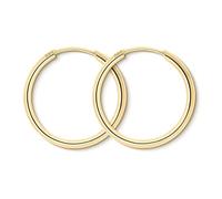 Pendientes de aro finos 20mm 14K/585 Oro amarillo Aros de oro pequeños para mujer hombre 1.5 mm de ancho Aretes de mujer con Caja de regalo de joyería