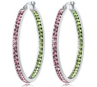 Pendientes de aro grandes de 2 pulgadas para mujer, de acero inoxidable, hipoalergénicos, grandes, con circonita cúbica, diamantes de imitación de adentro hacia afuera, joyería para orejas sensibles