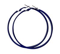 Pendientes de aro grandes de acero inoxidable de 60 mm para mujer, estilo años 80 y 90, estilo retro neón, para fiesta, accesorios. (Dark Blue, One Size)