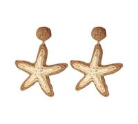 Pendientes de aro grandes de estrellas de mar, diseño geométrico celestial, para entusiastas de la moda, uso casual, aretes de rafia, talla única, como se describe, como se describe