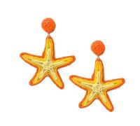 Pendientes de aro grandes de estrellas de mar, diseño geométrico celestial, para entusiastas de la moda, uso casual, aretes de rafia, talla única, como se describe, como se describe