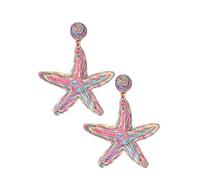 Pendientes de aro grandes de estrellas de mar, diseño geométrico celestial, para entusiastas de la moda, uso casual, aretes de rafia, talla única, como se describe, como se describe