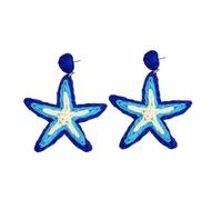 Pendientes de aro grandes de estrellas de mar, diseño geométrico celestial, para entusiastas de la moda, uso casual, aretes de rafia, talla única, como se describe, como se describe