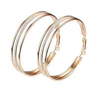 Pendientes de aro grandes delgados y elegantes, aretes de boda para mujer, aretes colgantes de cuero, One Size, Metal