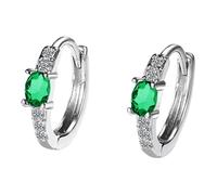 Pendientes de aro grandes para clips, elegantes y circonitas, 2 pares de pendientes infantiles de plata 925, A, Metal, Sin piedra preciosa