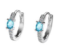 Pendientes de aro grandes para clips, elegantes y circonitas, 2 pares de pendientes infantiles de plata 925, A, Metal, Sin piedra preciosa