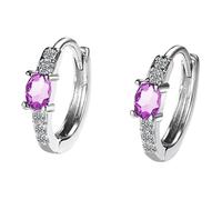 Pendientes de aro grandes para clips, elegantes y circonitas, 2 pares de pendientes infantiles de plata 925, A, Metal, Sin piedra preciosa