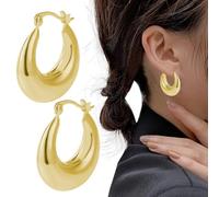 Pendientes de aro gruesos chapados en oro de 14 quilates, joyería de para mujer, joyería de cumpleaños, Navidad para adolescentes, Refer to description, Consulta la descripción, Unisex