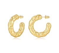 Pendientes de aro gruesos de oro para mujer, chapados en oro de 14 quilates, hipoalergénicos, gruesos, para mujer, aretes de aro de oro grueso para mujer, joyería de oro para mujer