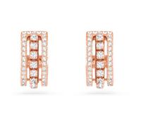 Pendientes de aro Hyperbola, Blancos, Acabado en oro rosa de 18 quilates OS