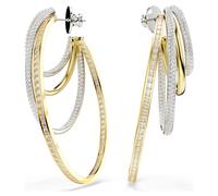 Swarovski Pendientes de aro Hyperbola, Tallas mixtas, Blancos, Combinación de acabados metálicos
