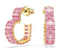 Pendientes de aro Matrix, Talla baguette, Corazón, Pequeños, Rosas, Acabado en oro de 18 quilates OS