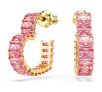 Swarovski Pendientes de Aro Matrix, Talla baguette, Diseño Corazón, Circonitas Pequeñas Rosas, Baño Tono Oro, Colección Matrix