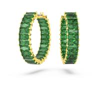 Pendientes de aro Matrix, Talla baguette, Verdes, Baño tono oro OS