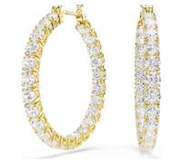 Pendientes de aro Matrix, Talla redonda, Blancos, Acabado en oro de 18 quilates OS