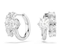 Pendientes de aro Matrix, Talla redonda, Blancos, Baño de rodio OS