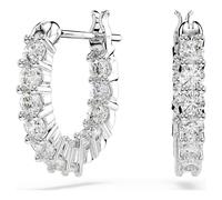 Swarovski Pendientes de aro Vittore, Talla redonda, Blancos, Baño de rodio
