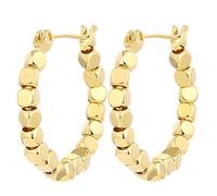 Pendientes de aro minimalistas, chapados en oro de 18 quilates con cuentas geométricas, joyería de moda para mujeres, ideal para cumpleaños y