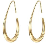Pendientes de aro minimalistas de oro en forma de lágrima, postes hipoalergénicos de plata 925, cómodo gancho abierto, diseño aerodinámico, 7.9 x 11.8 pulgadas, Acero inoxidable, No es una piedra