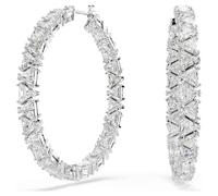 Pendientes de aro Ortyx, Talla triangular, Blancos, Baño de rodio OS