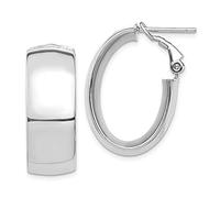 Pendientes de aro ovalados con espalda Omega de 10 mm, oro de 14 quilates, alto pulido (25,7 x 18,41 mm) para mujer