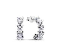 Pandora Pendientes de aro abiertos 293657C01 Timeless plata de ley con circonitas diseño corazón