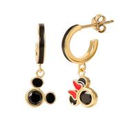 Pendientes de aro para mujer con diseño de Minnie y Mickey Mouse no correspondientes, licencia oficial, plata de ley chapada en oro de 18 quilates, pendientes Disney de plata de ley, circonita cúbica