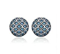 Pendientes de aro para mujer, de plata de ley, con circonitas transparentes de la leyenda del mar. Joyas de plata de ley.