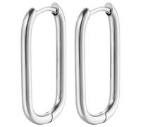 Pendientes de aro para mujer, de plata de ley, ligeros, gruesos, de acero inoxidable, diseño ovalado de 23 mm