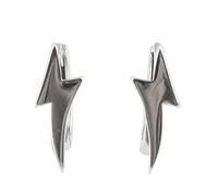 Pendientes de aro para mujer en plata de ley con forma de rayo geométrico brillante para mujer