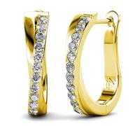 Pendientes de aro para mujer, oro blanco de 18 quilates con cristal brillante con caja de joyería para mujer, esposa, madre e hija, Cristal