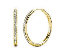 Pendientes de aro para mujer, oro blanco de 18 quilates con cristal brillante con caja de joyería para mujer, esposa, madre e hija, Oro blanco, Crystal