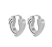 Pendientes de aro para mujer, oro circonita cúbica cúbica, corazón 22 x 18 mm, para cumpleaños, joyas, Cœur en cuivre de forme ronde, Cobre, Circonia cúbica