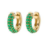 Pendientes de aro para mujer, oro S925, plata de ley S925, circonitas verdes para el día del padre, Stil 18, Plata de ley, Circonia cúbica