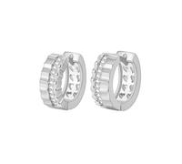 Pendientes de aro para mujer, pendientes de aro de plata chapada en plata cúbica zirconia cúbica corazón hueco 22 x 18 mm para Año Nuevo, Cœur creux en zircone cubique de forme ronde, Cobre, Circonia