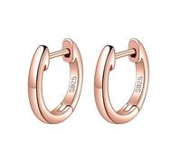 Pendientes de aro para mujer, plata de ley S925, círculos brillantes, 12,5 x 12 mm, para cumpleaños, joyas, Cercles brillants sans pierres précieuses, Plata de ley, Sin piedra preciosa