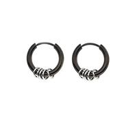 Pendientes de aro para Mujeres Acero de Titanio, aretes de aro Plateado/Negro Redondo con círculos de 8 mm-20 mm Men Hoop Men