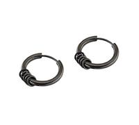 Pendientes de aro para Mujeres Acero de Titanio, aretes de aro Plateado/Negro Redondo con círculos de 8 mm-20 mm Men Hoop Men