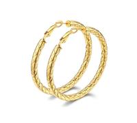 Pendientes de Aro Patrón Entrelazado, Pendientes de Mujer Aro de Color Dorado, Pendientes Aro Diámetro 60mm, Siemple Pendientes Aros Grandes de Moda, Aros Acero Inoxidable