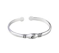 Pendientes de aro pequeños con personalidad, pulsera de apertura para amigos, pulsera vintage para siempre, pulseras de plata esterlina, aretes de aro medianos para mujer, talla única, Metal, No es