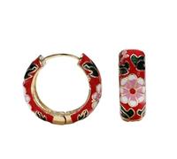 Pendientes de aro pequeños de flores esmaltadas vintage, estilo retro japonés, flores con clip para mujeres y niñas, joyería delicada, regalo del día de la madre, regalo de Acción de Gracias, 2.5 cm x