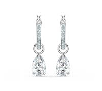 Pendientes de aro pequeos Attract de Swarovski con cristal de talla transparente en forma de pera y PavA a juego en una montura chapada en rodio