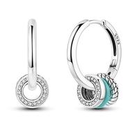 Pendientes de aro redondos clásicos de plata de ley 925 con circonita en forma de U, pendientes geométricos con forma de corazón for mujer, regalo de joyería(YFE363)