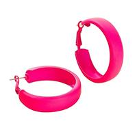 Pendientes de aro redondos de color rojo mate, anchos, de piel sintética, multicolor, perforados para mujeres y niñas, joyería clásica y ligera, para bodas o vacaciones, Cuero Metal, Aleación.,