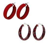 Pendientes de aro redondos de color rojo mate, anchos, de piel sintética, multicolor, perforados para mujeres y niñas, joyería clásica y ligera, para bodas o vacaciones, Cuero Metal, Aleación.,