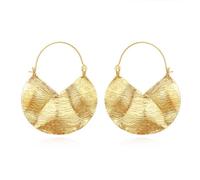 Pendientes de aro simples y grandes de oro vintage, estilo bohemio, irregular, hueco, para mujeres y niñas, regalos de joyería, Metal