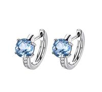 Pendientes de aro sólidos, Topacio azul auténtico, citrino, joyería para fiesta de compromiso femenina de lujo